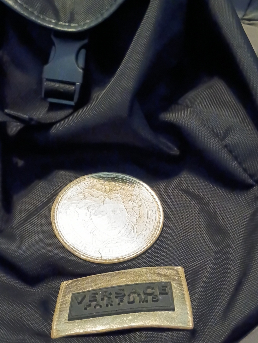 Versace Metallic Gold Coin and Logo Plaque Set
